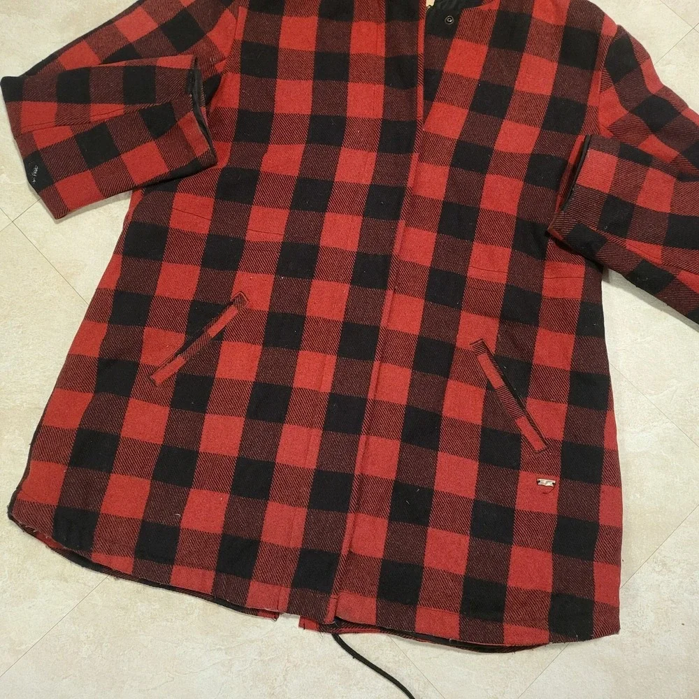 Levis Mens XL Wool Blend Buffalo Quilted Hooded Plaid Jacket Coat VERY RARE - Picture 2 of 16